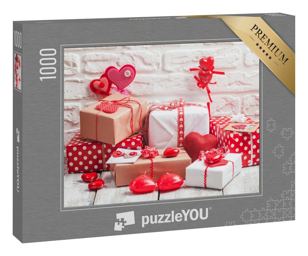 Puzzle 1000 Teile „Valentinstag: Geschenke und Herzen“