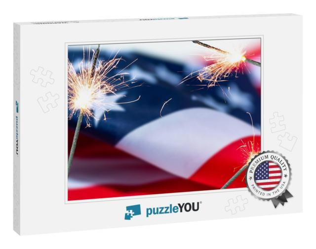 July 4 Independence Day Patriotic Symbols Usa. Nat... Jigsaw Puzzle