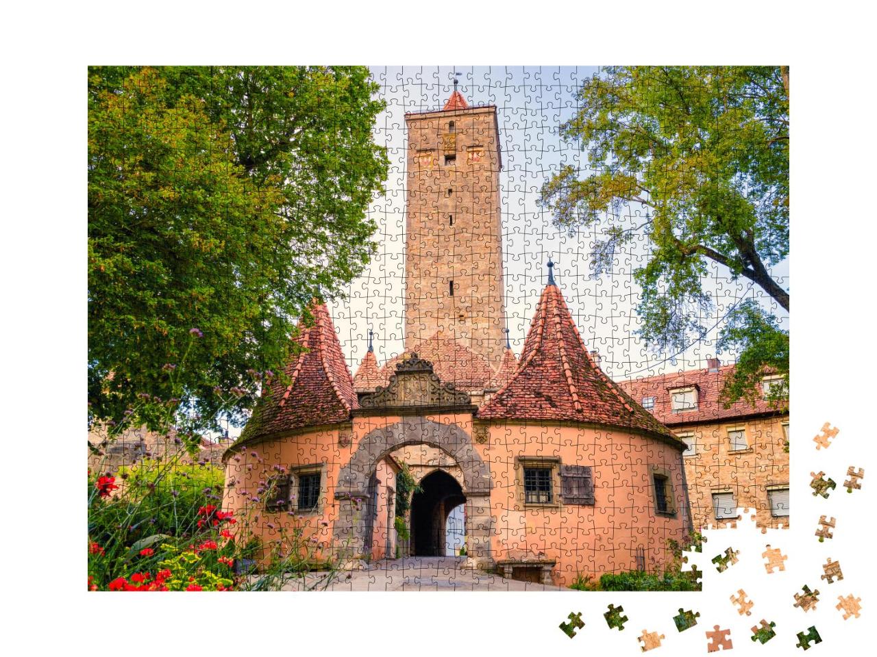 Puzzle 1000 Teile „Das Burgtor von Rothenburg ob der Tauber, Bayern“