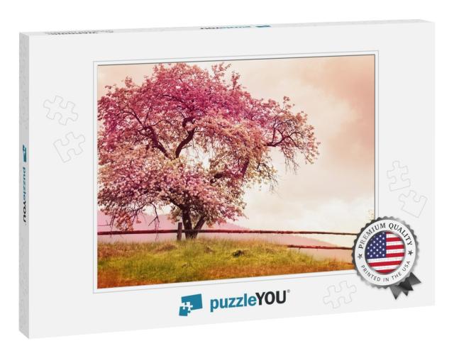 Blossom Tree Over Nature Background/ Spring Flowers/Sprin... Jigsaw Puzzle