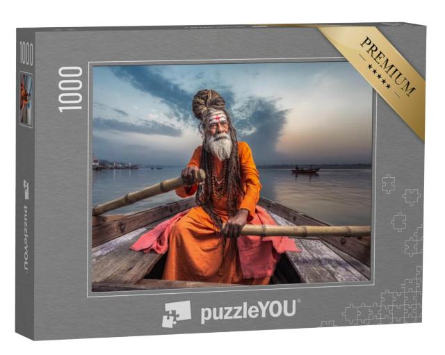 Puzzel 1000 stukjes „Portret van Sadhu Baba Nondo Somendrah, Varanasi, India“