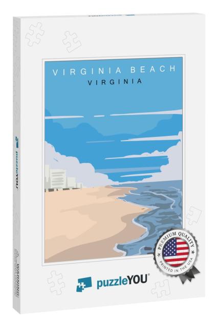 Virginia Beach Modern Vector Poster. Virginia Landscape I... Jigsaw Puzzle