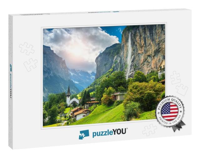 Amazing Touristic Alpine Village with Famous Church & Sta... Jigsaw Puzzle