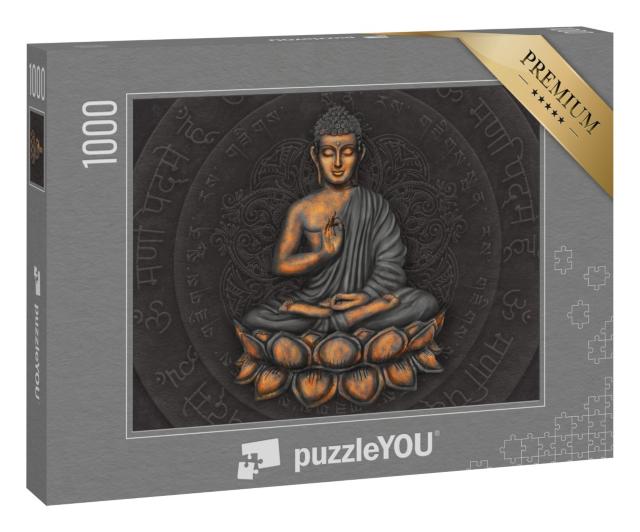 Puzzle 1000 Teile „Gautama Buddha vor dem Hintergrund des Mantras“