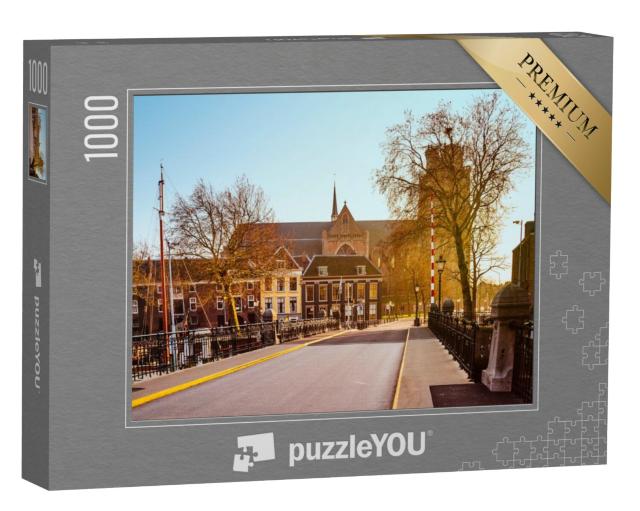 Puzzel 1000 stukjes „Avondzon in de prachtige stad Dordrecht“