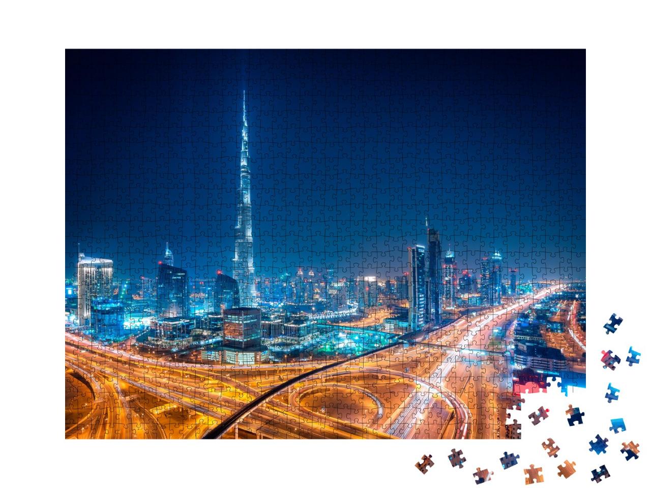 Puzzle 1000 Teile „Dubai bei Nacht, Vereinigte Arabische Emirate“