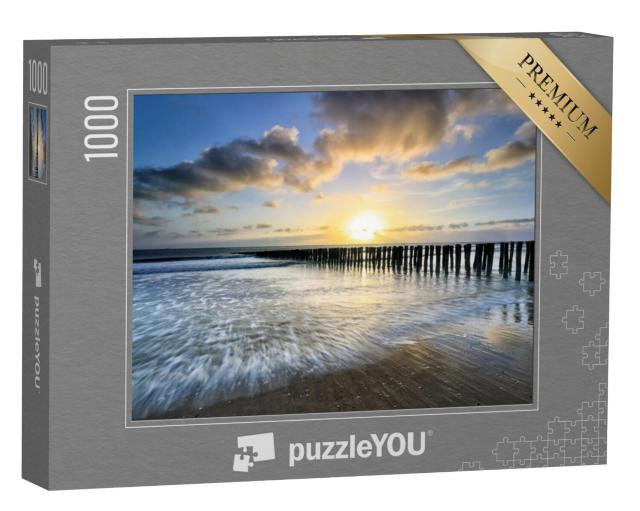 Puzzel 1000 stukjes „Stormachtige zonsondergang aan de Noordzeekust“