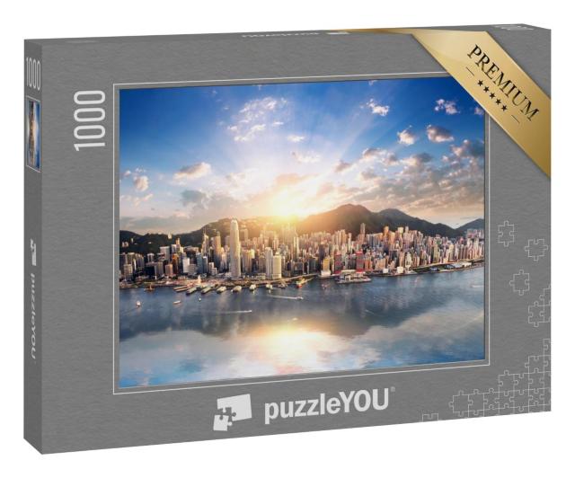 Puzzle 1000 Teile „Sonnenuntergang über Hongkong“