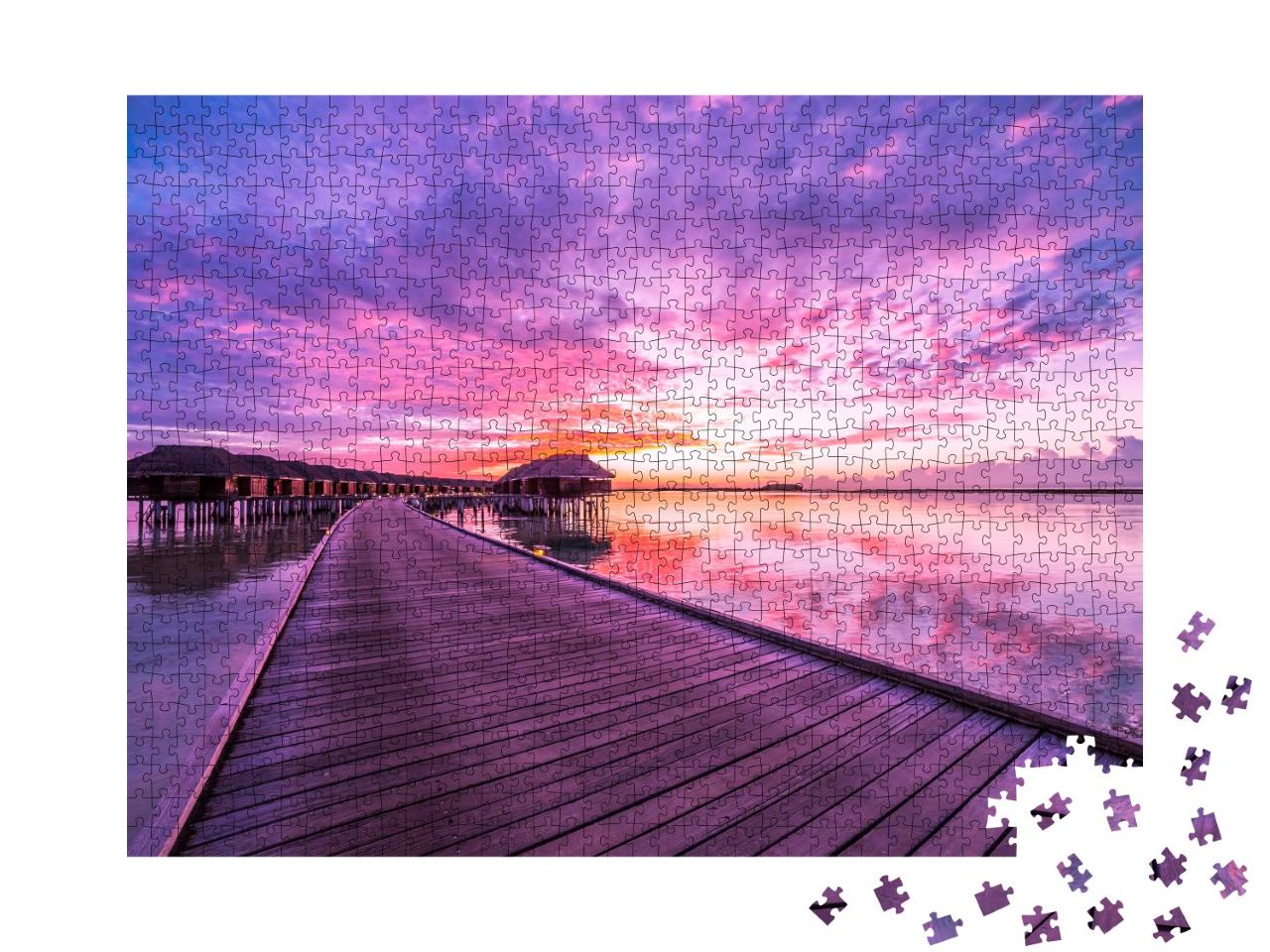 Puzzle 1000 Teile „Atemberaubender Sonnenuntergang auf den Malediven“