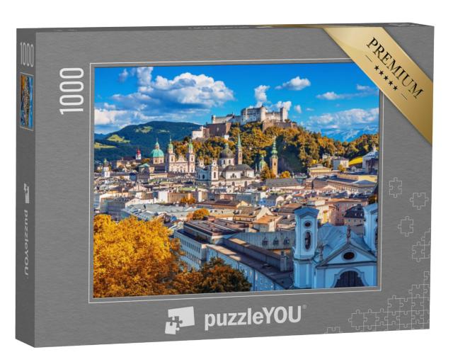 Puzzel 1000 stukjes „De skyline van Salzburg met het fort Hohensalzburg in de herfst, Oostenrijk“