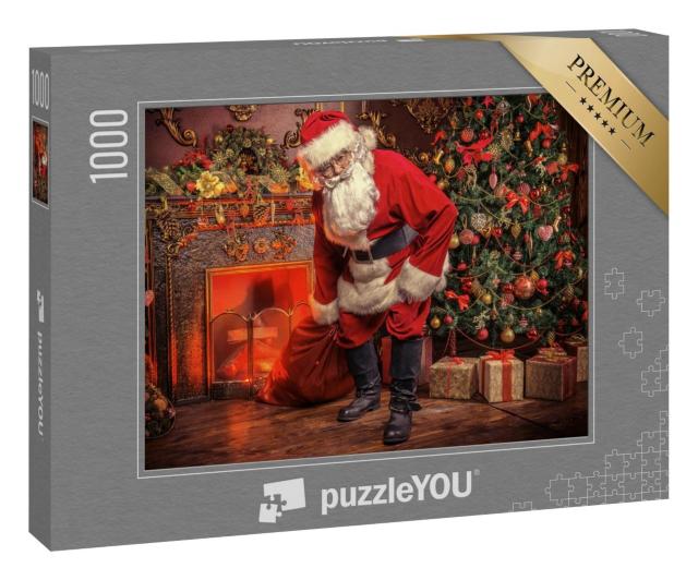 Puzzle 1000 Teile „Der Weihnachtsmann mit einem Sack voller Geschenke“