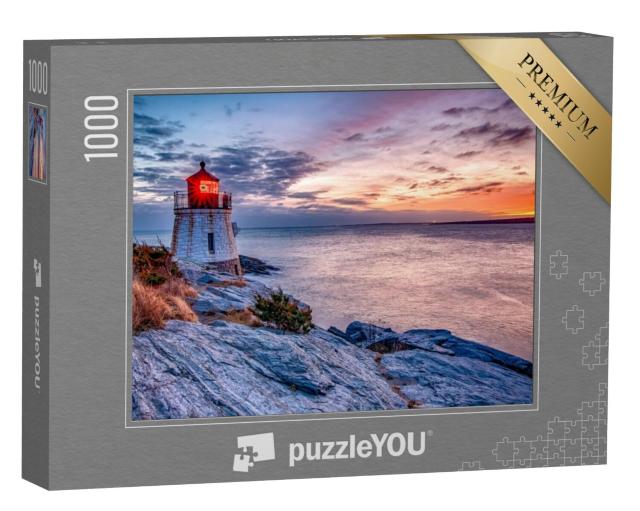 Puzzel 1000 stukjes „Zonsondergang bij Castle Hill vuurtoren, Newport, Rhode Island“