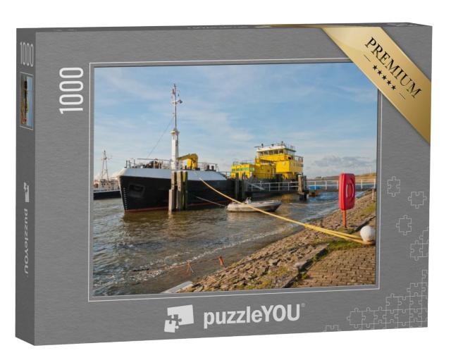 Puzzel 1000 stukjes „Een kleine haven bij het Nederlandse dorp Moerdijk“