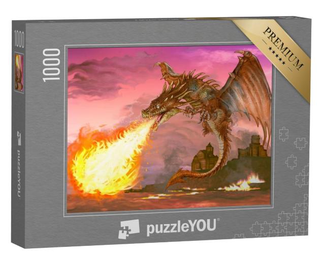 Puzzel 1000 stukjes „Draak blaast vuur uit“