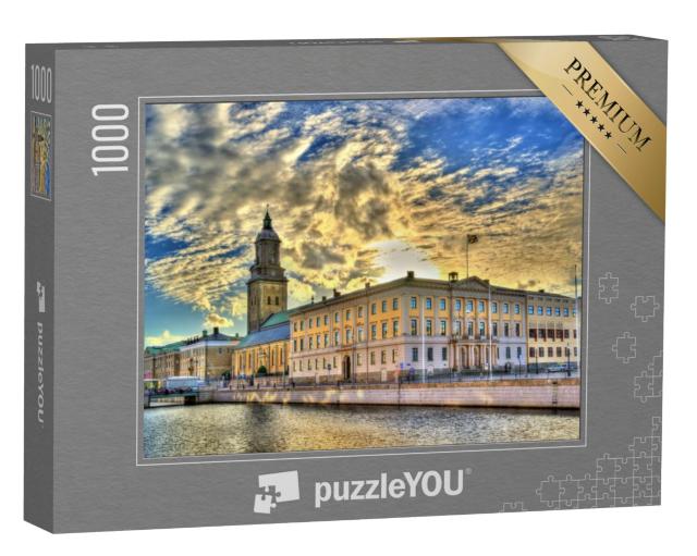 Puzzel 1000 stukjes „Het stadhuis en de Duitse kerk in Göteborg, Zweden“