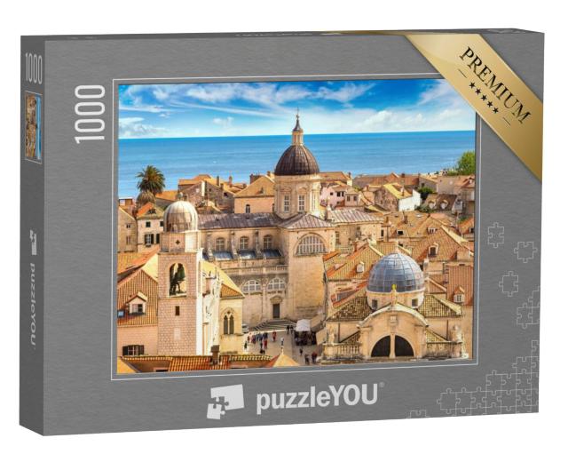 Puzzel 1000 stukjes „Oude stad Dubrovnik op een mooie zomerdag, Kroatië“