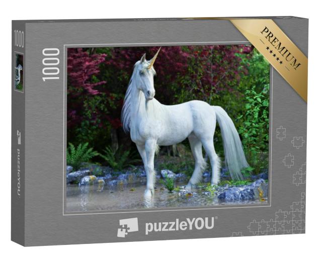 Puzzel 1000 stukjes „Mythische witte eenhoorn“