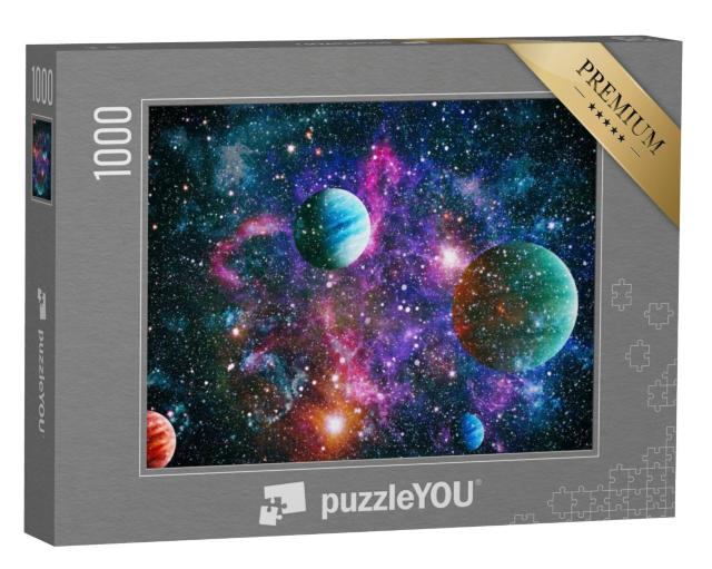 Puzzel 1000 stukjes „Planeten in de ruimte met zonneflits“