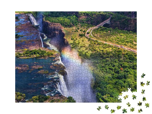 Puzzle 1000 Teile „Regenbogen an den Victoria Falls in Simbabwe“
