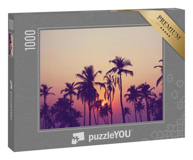 Puzzle 1000 Teile „Silhouetten von Palmen im Sonnenuntergang“