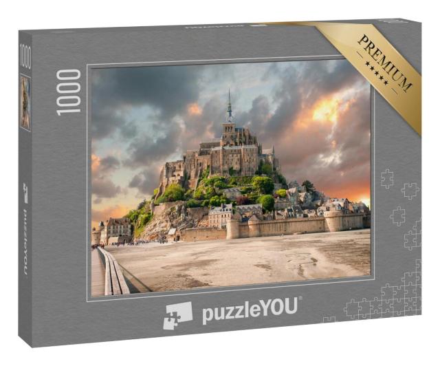 Puzzle 1000 Teile „Panoramablick auf den berühmten Le Mont Saint Michel, Normandie, Frankreich“