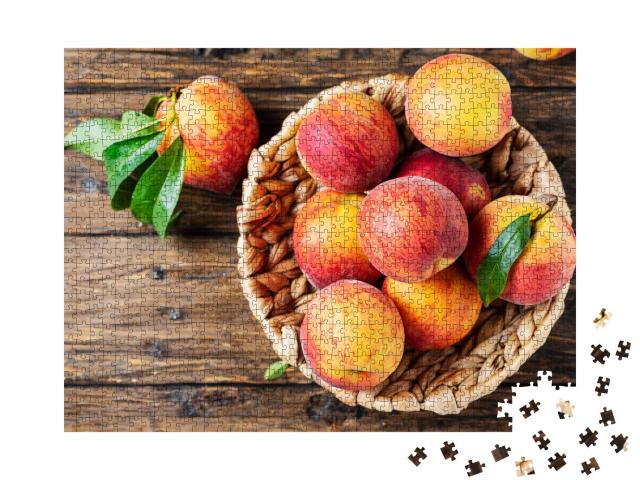 Puzzle 1000 Teile „Frische süße Pfirsiche, Sommer“