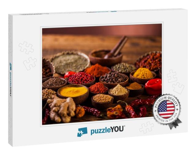 Wooden Table of Colorful Spices... Jigsaw Puzzle