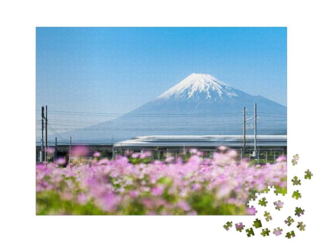 Puzzel 1000 stukjes „Hogesnelheidstrein Shinkansen bij de berg Fuji, Japan“