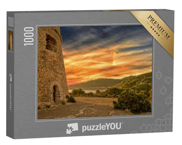 Puzzel 1000 stukjes „Toren van Sal Rossa bij zonsopgang in Ibiza, Spanje“