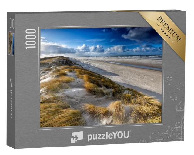 Puzzel 1000 stukjes „Uitzicht vanaf het zandduin aan de Noordzeekust, Texel, Nederland“