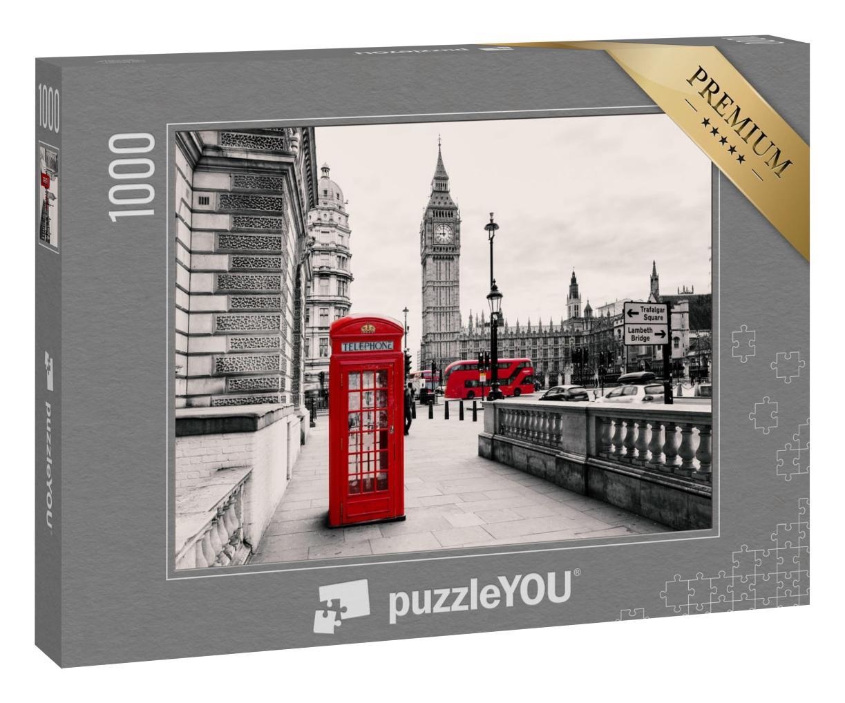 Puzzle 100 Teile „Rote Telefonzelle: Londons Wahrzeichen, England“