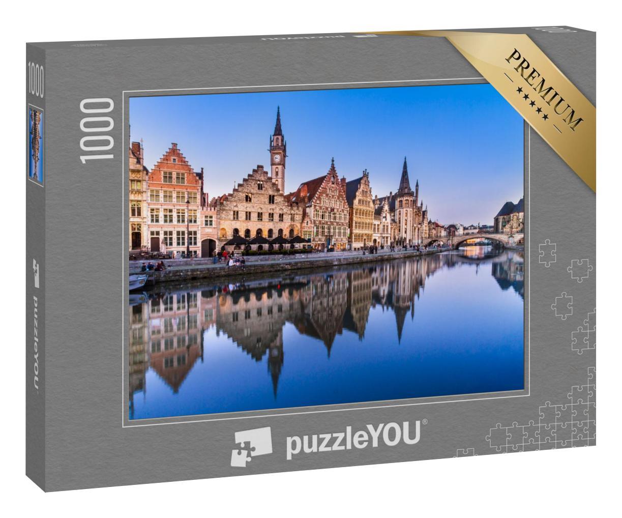 Puzzle 1000 Teile „Malerische mittelalterliche Gebäude, Gent, Belgien“