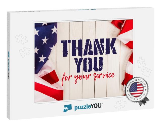 Top View of American Flags & Thank You for Your... Jigsaw Puzzle