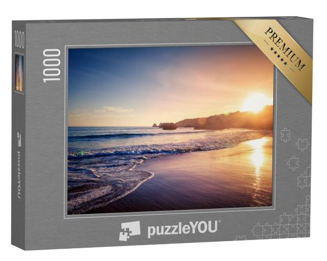 Puzzel 1000 stukjes „Zonsondergang op zee met zandstrand“