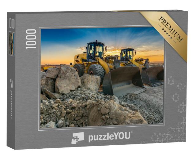 Puzzel 1000 stukjes „Twee graafmachines op een bouwterrein“