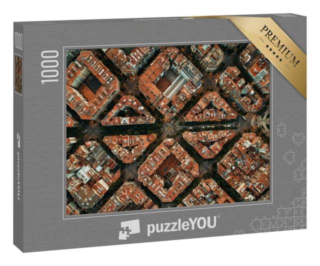 Puzzle 100 Teile „Barcelona Straße Luftaufnahme mit schönen Mustern in Spanien.“