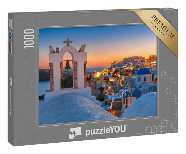 Puzzle 1000 Teile „Oia im goldenem Sonnenuntergang, Insel Santorini, Griechenland“