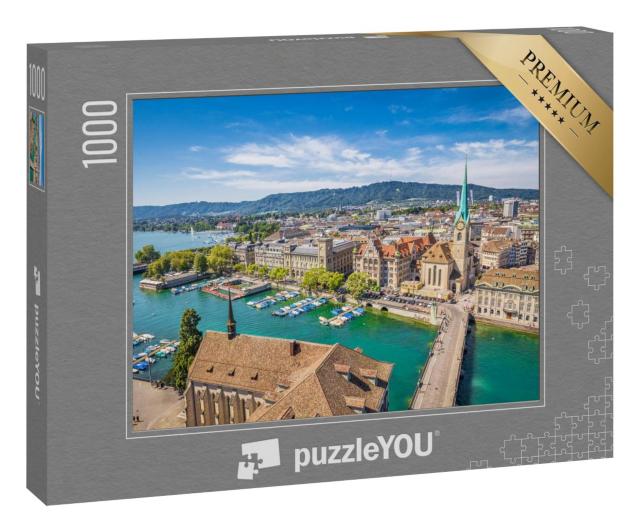 Puzzle 1000 Teile „Zürich mit der berühmten Fraumünsterkirche“