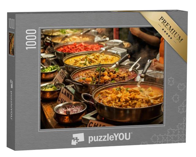 Puzzel 1000 stukjes „Indiase snack op een markt in Londen“