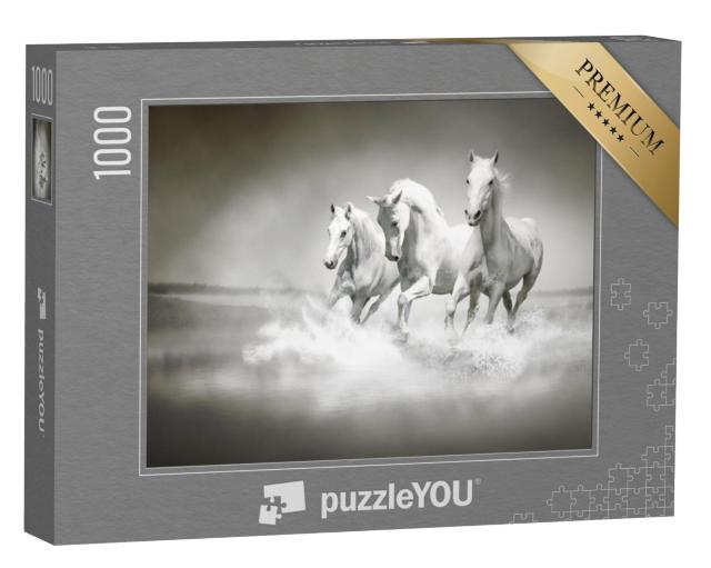 Puzzel 1000 stukjes „Een kudde witte paarden“