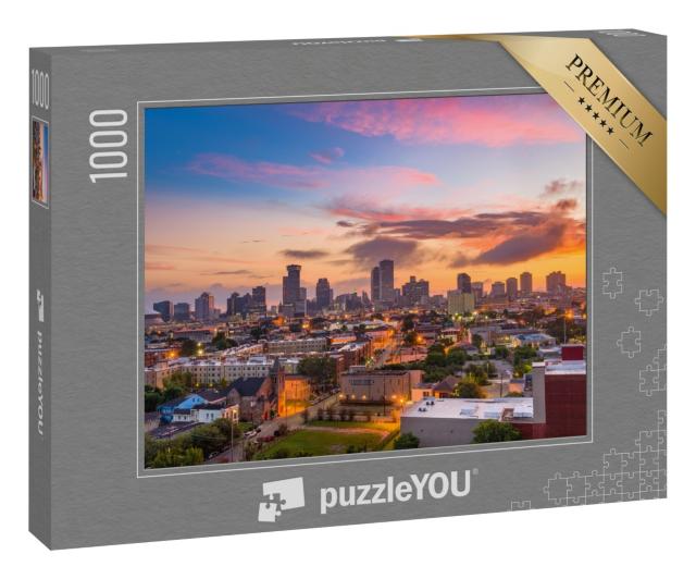 Puzzle 1000 Teile „Abenddämmerung über der Skyline von New Orleans, Louisiana, USA“