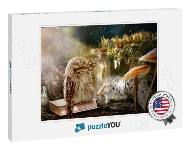 Fantasy Wise Sleeping Owl is the Keeper of Secrets Holds... Jigsaw Puzzle