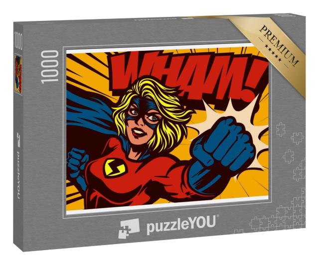 Puzzle 1000 Teile „Pop-Art-Comic-Stil: Superheldin“