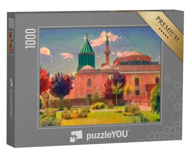 Puzzel 1000 stukjes „in de kunststijl van Franz Marc - Mevlana Celaleddin Rumi Graf en Museum, Konya Turkije“