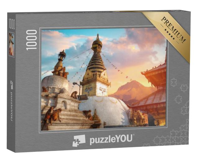 Puzzel 1000 stukjes „Swayambhunath apentempel, Kathmandu, Nepal“