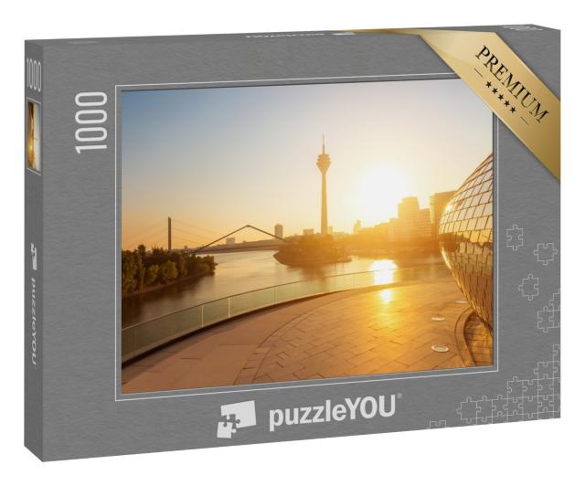 Puzzle 1000 Teile „Morgenlicht über Düsseldorf in Deutschland“