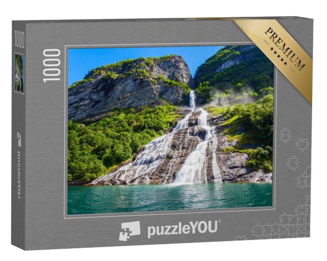 Puzzel 1000 stukjes „Geirangerfjord: Zeven zussen waterval, Geiranger, Noorwegen“