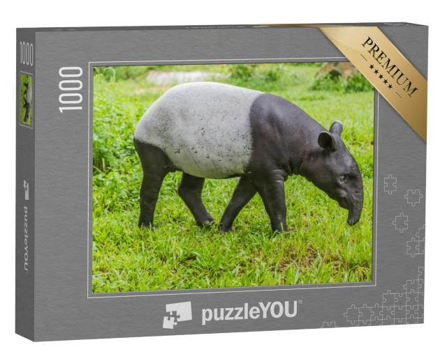 Puzzel 1000 stukjes „Tapir die zich voedt met grote planten“