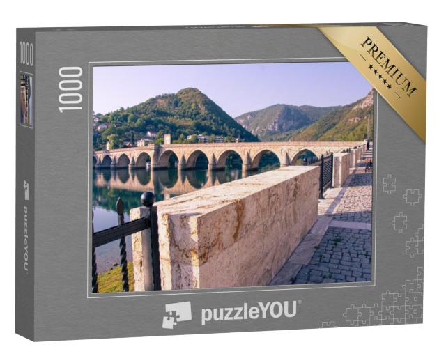 Puzzel 1000 stukjes „Brug over de rivier de Drina, Bosnië“