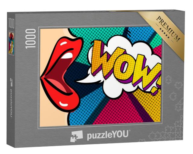 Puzzel 1000 stukjes „Open mond en WOW boodschap, pop-art stijl“